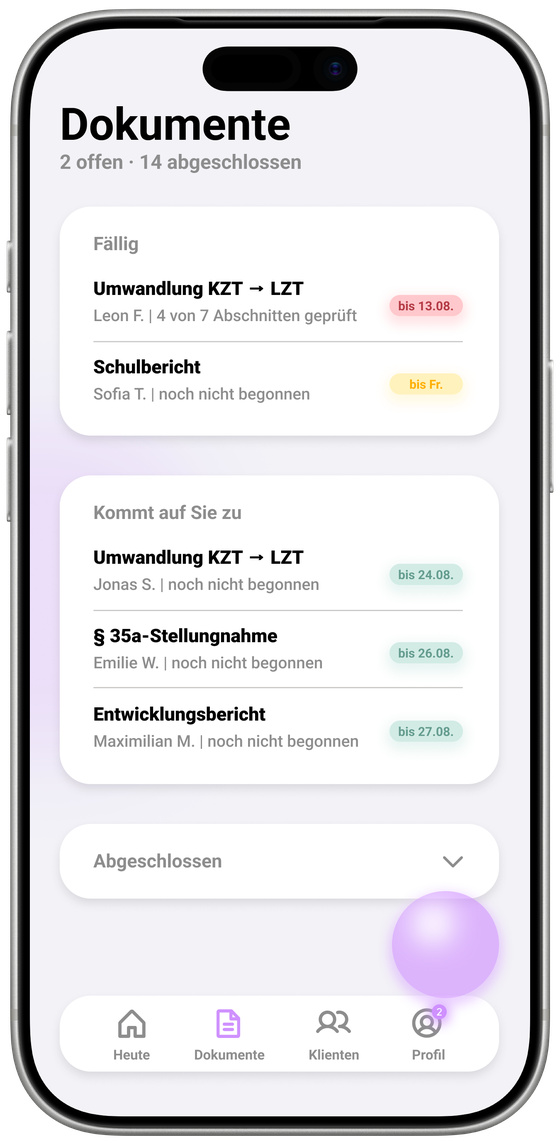 App-Bildschirm „Dokumente